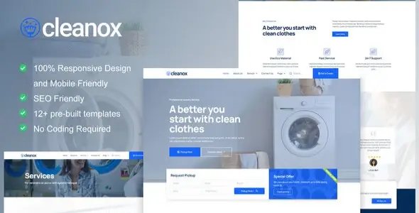 Cleanox โ Laundry Service Elementor Template Kit